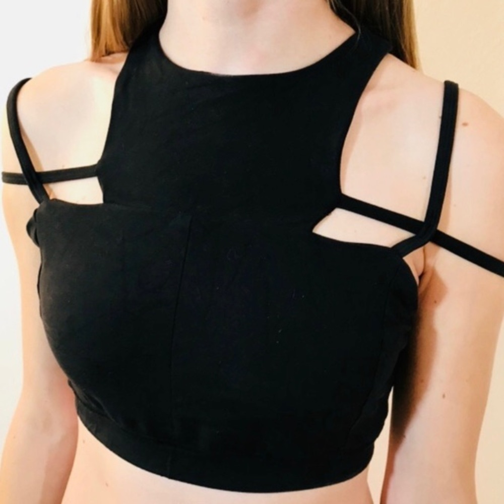 KARMA UNIQUE BLACK MESH SPORTS BRA TOP CROP - Picture 2 of 5